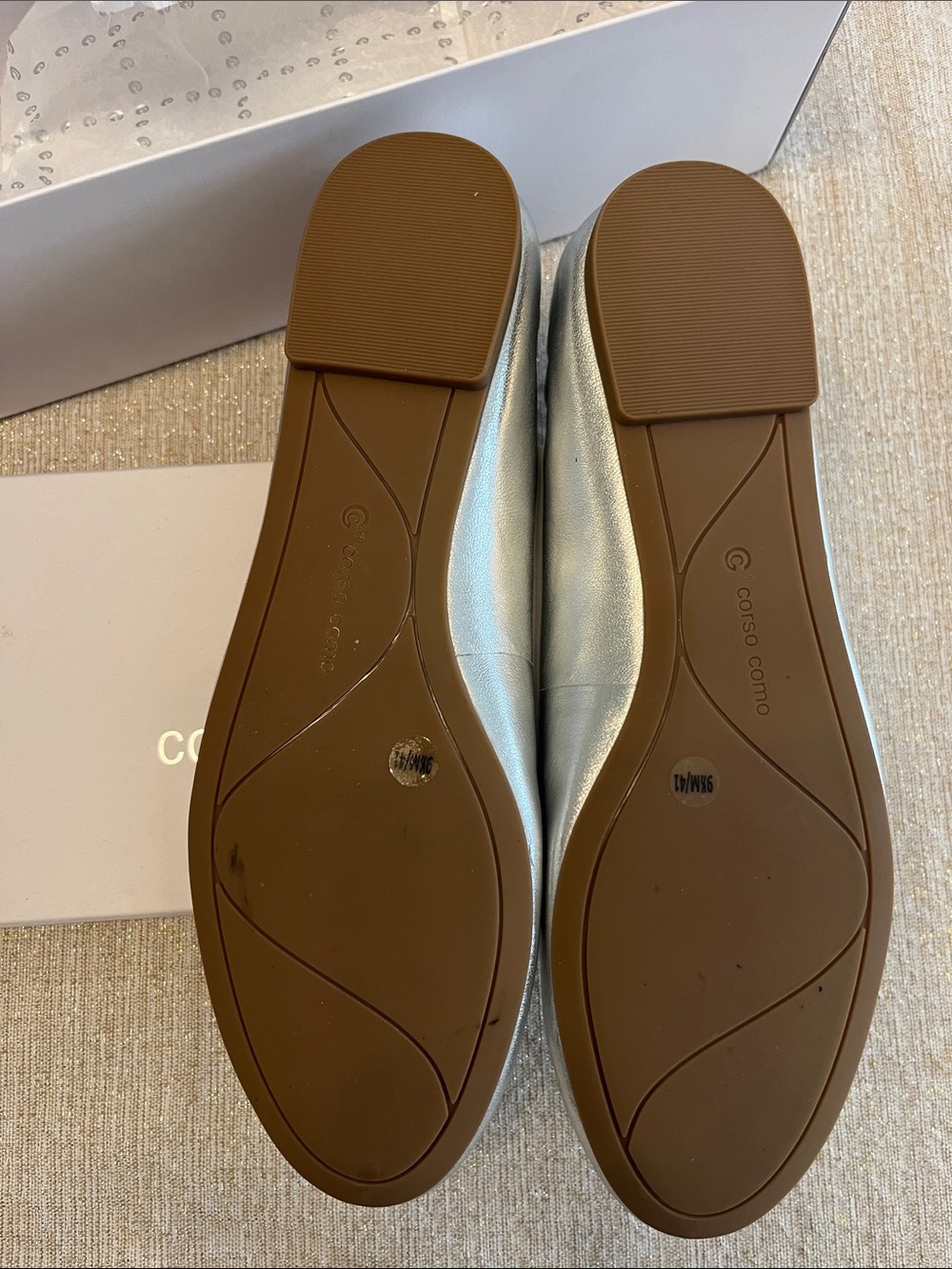 Corso Como Metallic Silver Leather Ballet Flats NIB - Picture 2 of 4